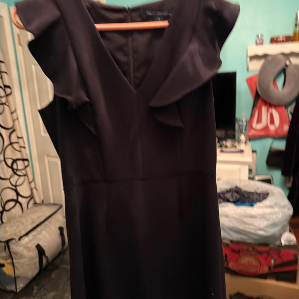 French Connection Black Ruffle Mini Dress